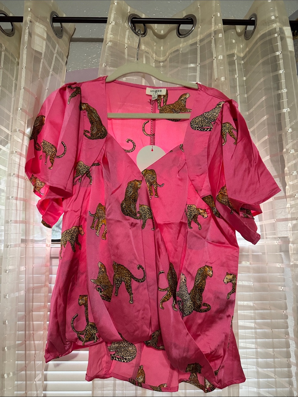 Umgee Pink Leopard Print Blouse
